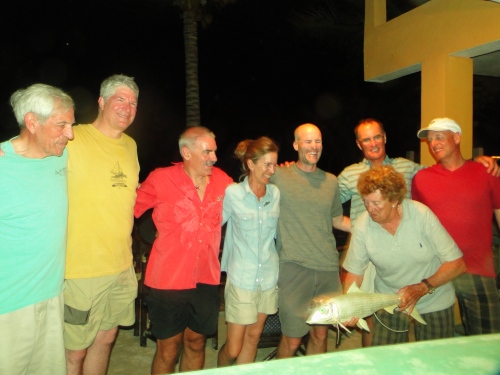 Robert, Greg, Dick ,Pat, Dave, Larry , Kurt and Rosie, playing with the bonefish.